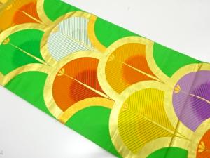 アンティーク　松青海波模様織り出し袋帯（着用可）